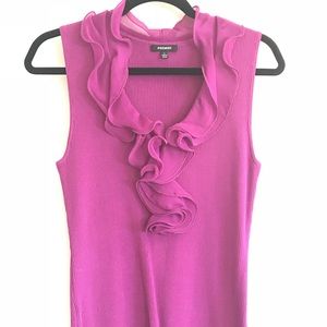 Premise L purple sleeveless ruffled top, NWOT
